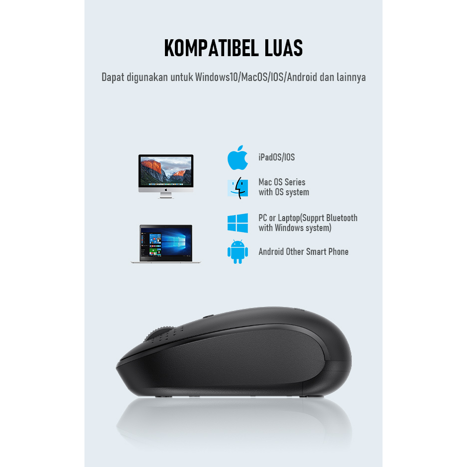 ROBOT M360 Mouse Bluetooth 5.0 &amp; USB Wireless 2.4G Dual Mode Connection Wireless Silent Click - Garansi Resmi 1 Tahun