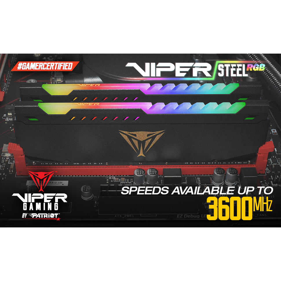 PATRIOT VIPER STEEL RGB DDR4 32GB (2x16GB) 3600MHz Kit PVSR432G360C8K