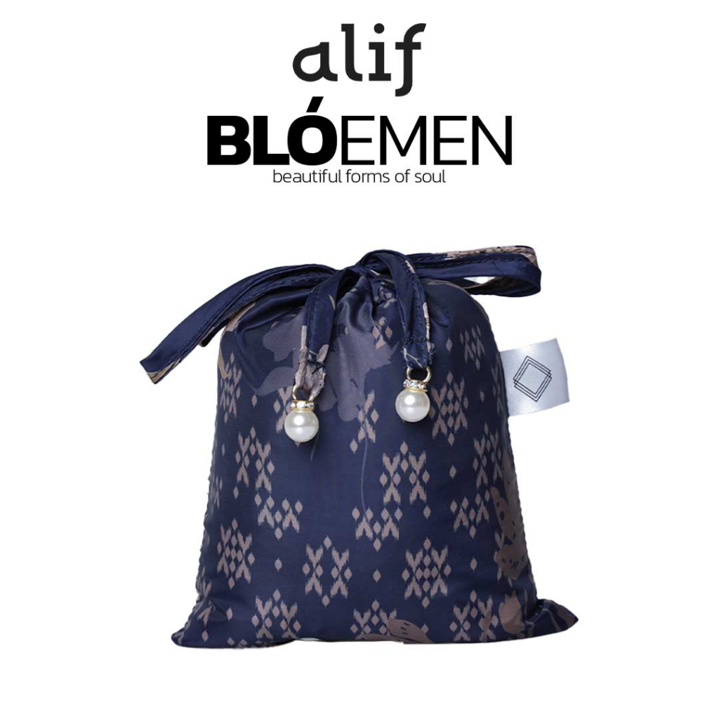 ALIF MUKENA MINI MOTIF PARASUT PREMIUM KOREA TRAVEL - ZINNIA IN BLUE PANSY ( MKN-205 )