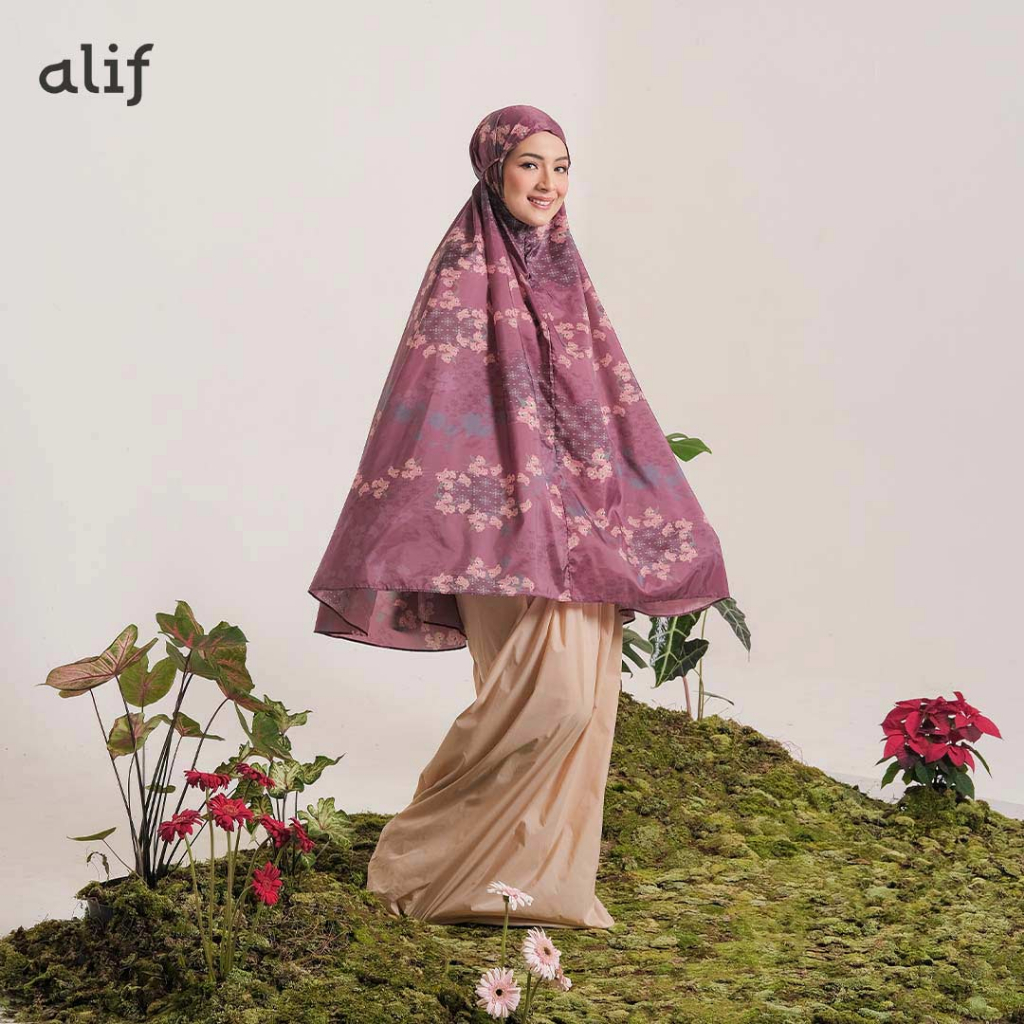 ALIF MUKENA MINI MOTIF PARASUT PREMIUM KOREA TRAVEL - VINCA IN PINK SAND ( MKN-214 )