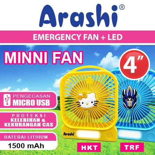 ARASHI Kipas Angin Emergency 4 Inch + Led MINNI FAN 1500 mAh