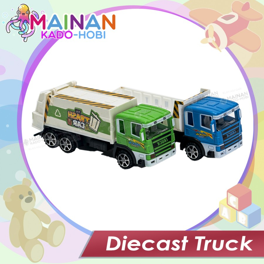 HADIAH KADO MAINAN ANAK LAKI MINIATUR DIECAST TRASH TRUCK KONSTRUKSI