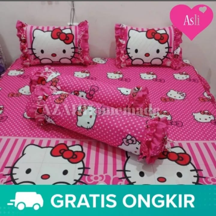 Seprai bahan bonita seprai halus seprai ukuran 180x200 seprai tidak luntur lengkap 2 sarung bantal 1 sarung guling