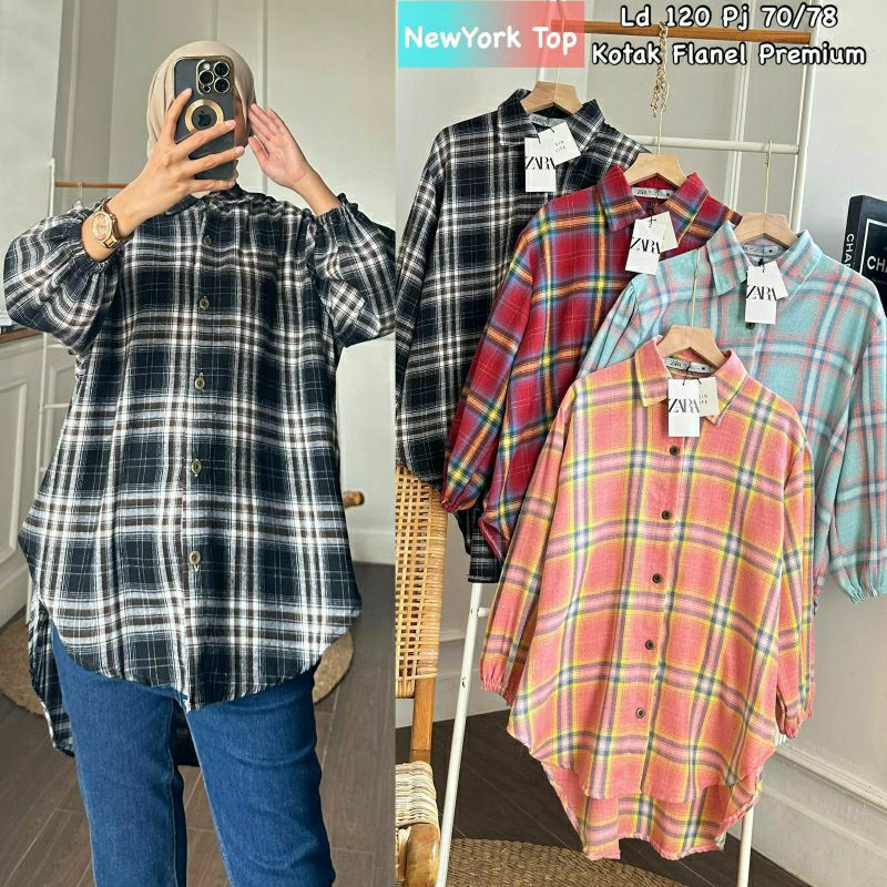 New York Top, BLOUSE WANITA JUMBO CANTIK MODIS FIT XXL LD 120 BAHAN FLANEL PREMIUM KANCING AKTIF TERMURAH OOTD KEKINIAN TERLARIS