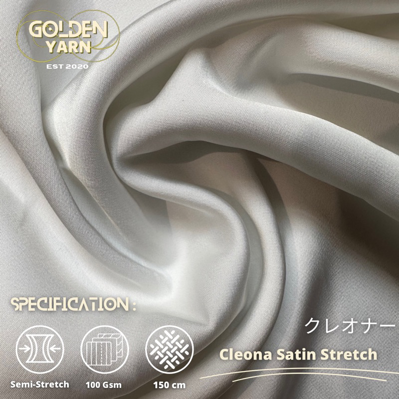 Kain Cleona Satin Stretch | Kain Premium Murah 1/2M
