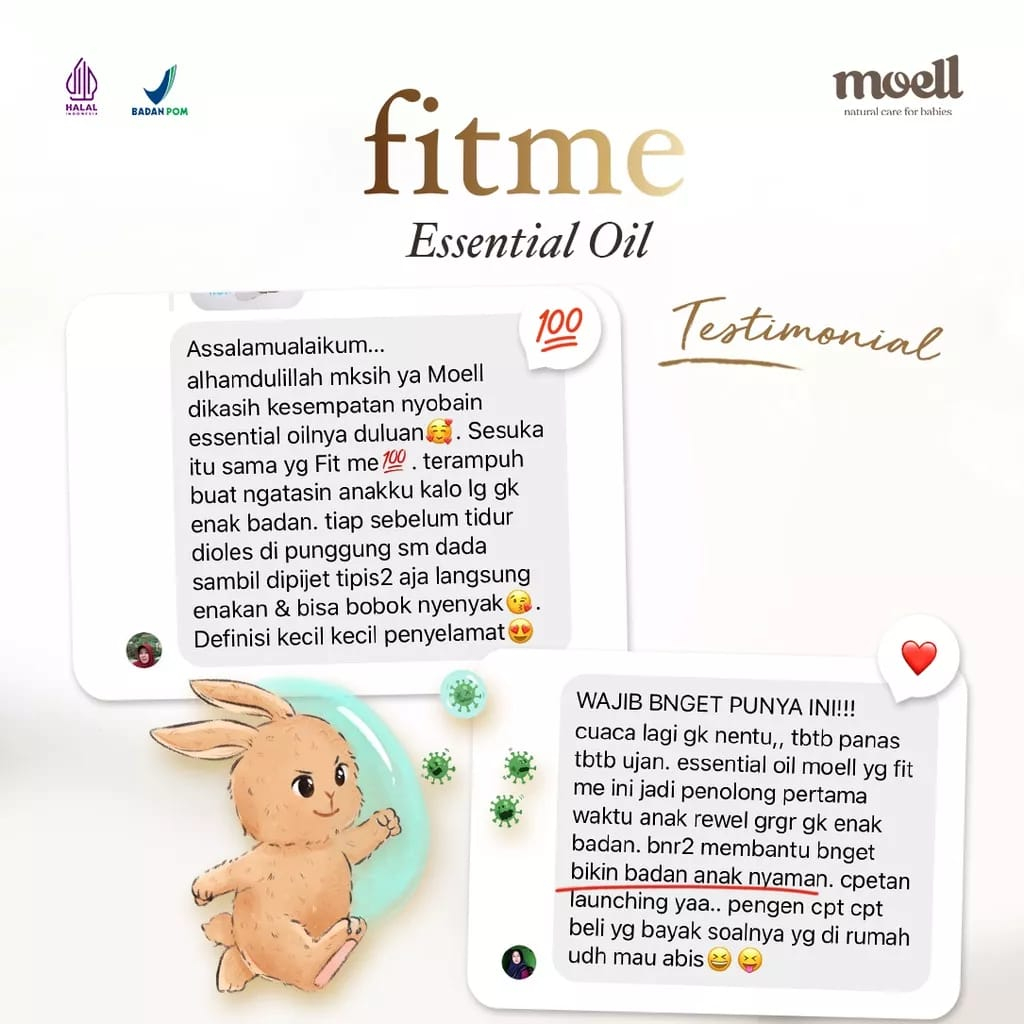 Moell Fitme Natural Essential Oil 8ml - Bantu Menyegarkan Tubuh Anak