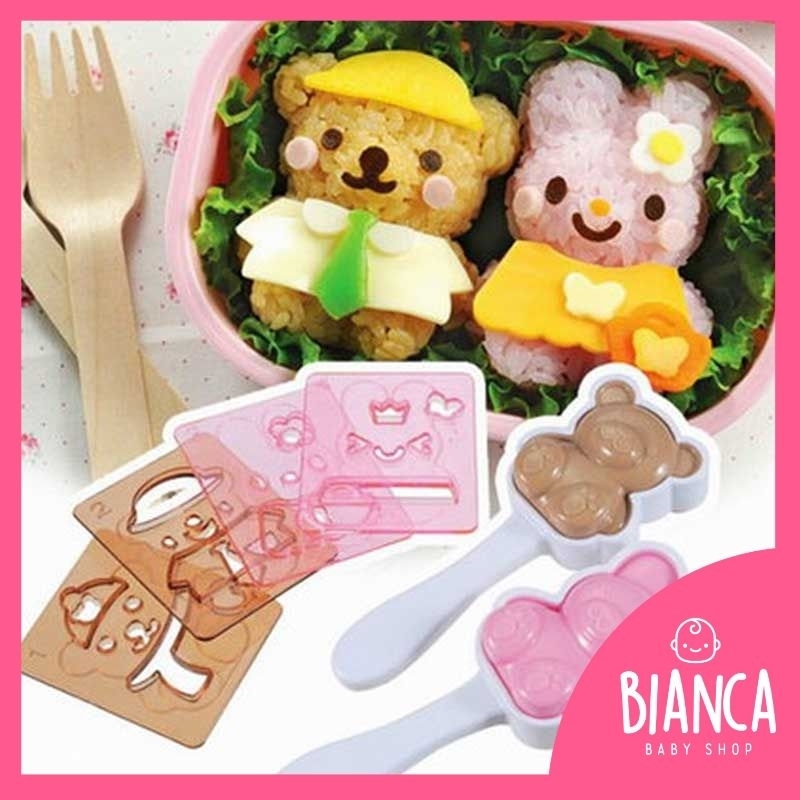 BIANCA - Cetakan Nasi Bento 6 in 1 Motif Bunny Kelinci Bear Beruang