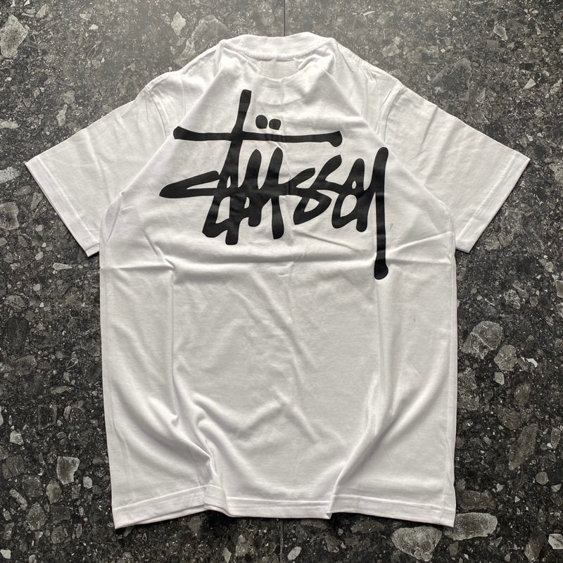 Kaos STUSSY Font Basic Warna Putih Premium