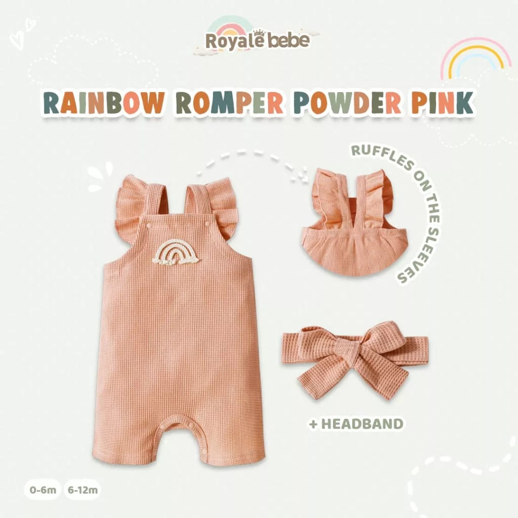 Royale Bebe 0-12m Rainbow Romper + Bandana (RB-RBR)