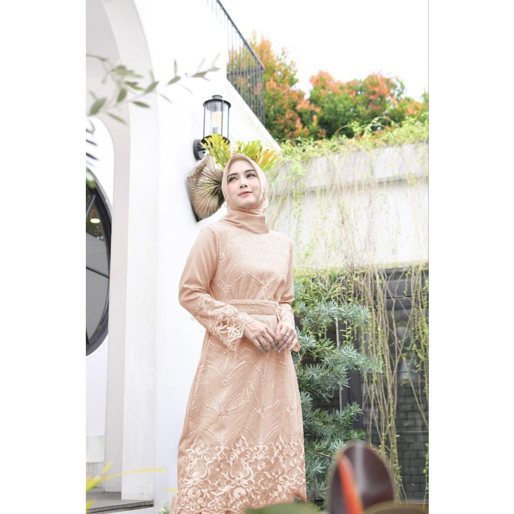 Gamis Zakia Termurah  Simple Elegant Size Jumbo M L XL XXL 3L Tile Brukat Maxi Kondangan Remaja Seragam