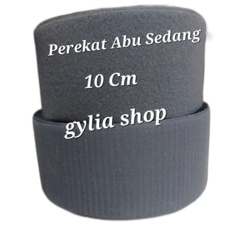Perekat Abu Sedang / Velcro 10cm permeter/ Perekat Jahit