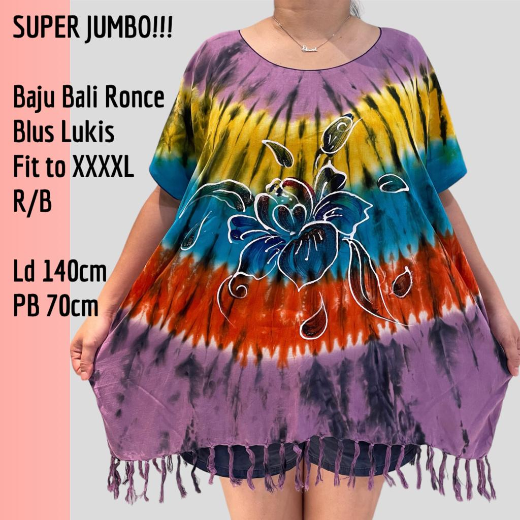 BAJU BALI BLUS LUKIS RONCE SUPER JUMBO FIT TO XXXXL R/B REAL PICT!!