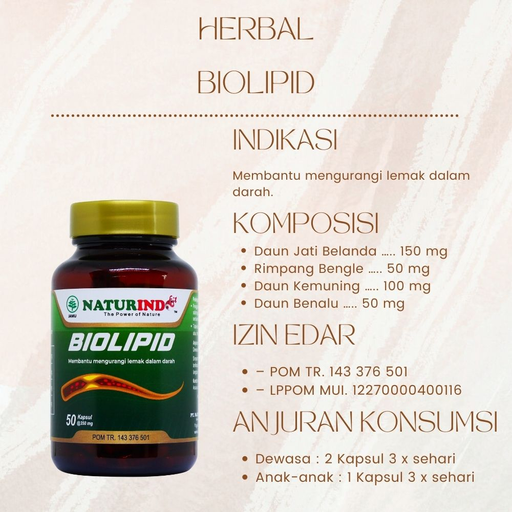 Obat Herbal BIOLIPID Naturindo (Kolesterol Khusus)