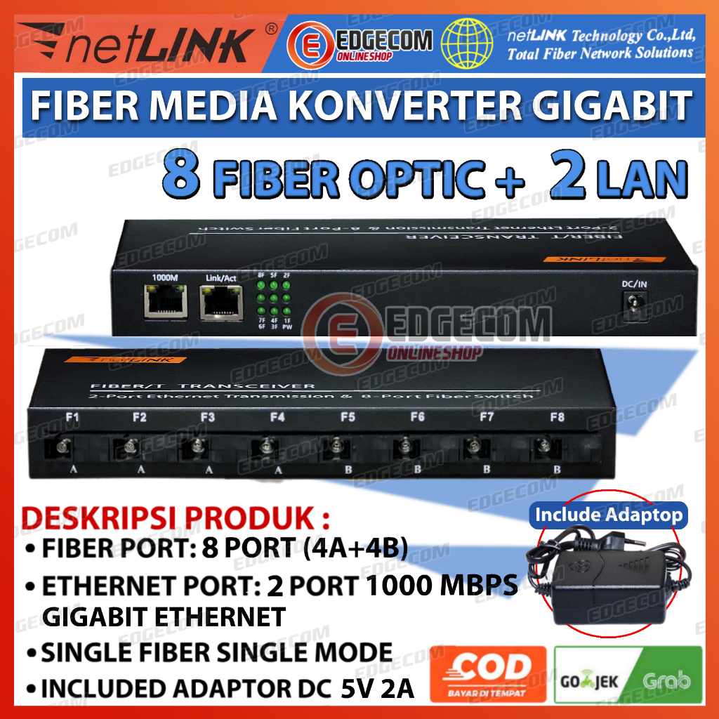 Media Konverter 8 FO 2 LAN 10/100/1000 LAN RJ45 Gigabit Ethernet Fiber Optic Media Converter Netlink