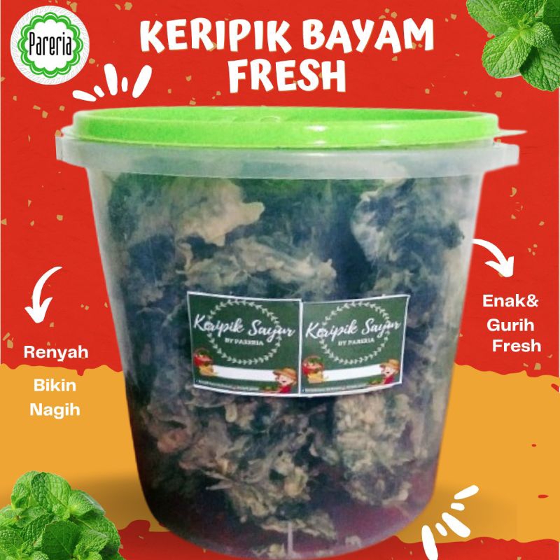 

Keripik bayam 500g gurih renyah kaya rempah kemasan toples 5 ltr by pareria