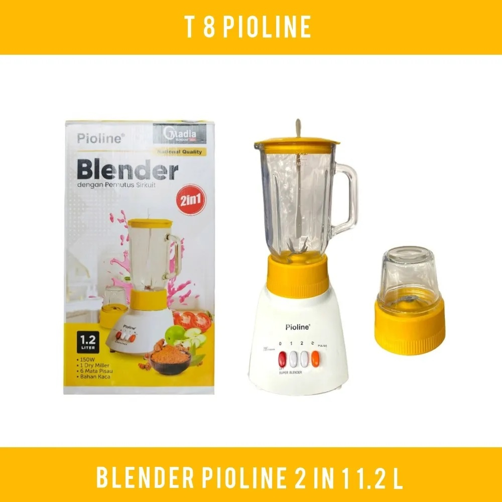 Pioline Blender T8 - Blender Kaca 1.2 Liter 2IN1