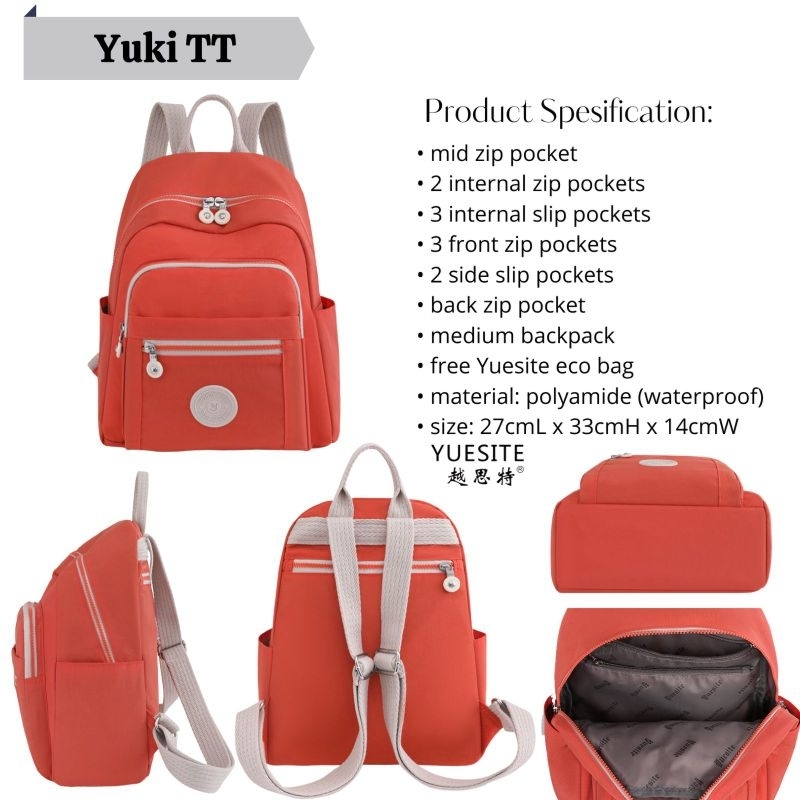 YUESITE YUKI TT TAS RANSEL WANITA MEDIUM BACKPACK IMPORT POLOS KOREA MURAH