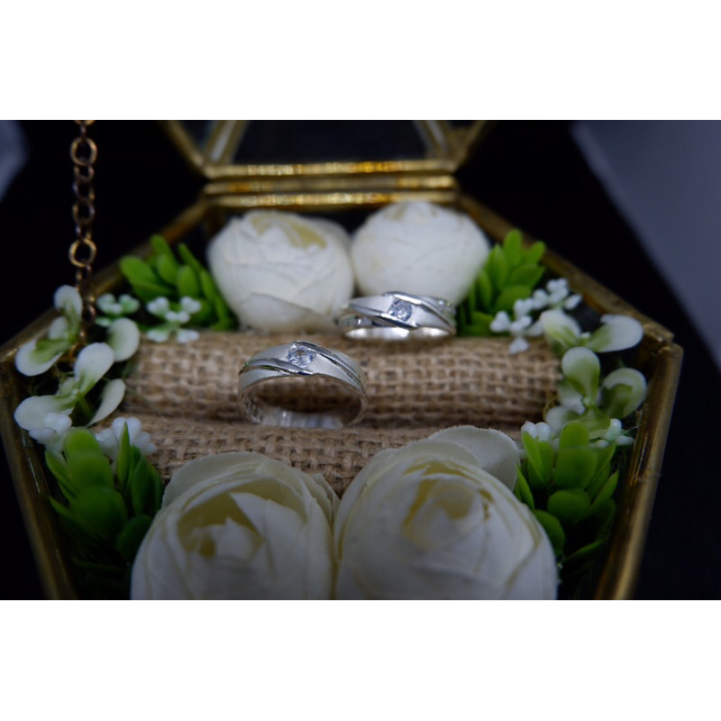 ayesha jewellery_Cincin Tunangan Lamaran Silver Perak Elegant FREE kotak cincin / Cincin Kawin/Cinci