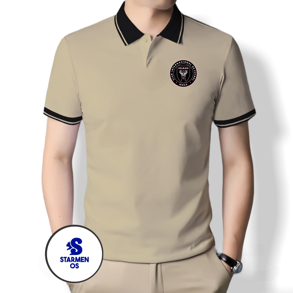 Kaos Wangki Polo Atasan Tshirt Pria Kerah Wangki Big List LOGO MIAMI CF