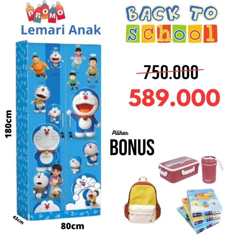 Lemari Pakaian 2 Pintu Lemari Anak Karakter Termurah Terlaris Tegal Pemalang Pekalongan