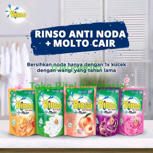 Rinso Deterjen Cair Anti Noda + Molto 750 ml