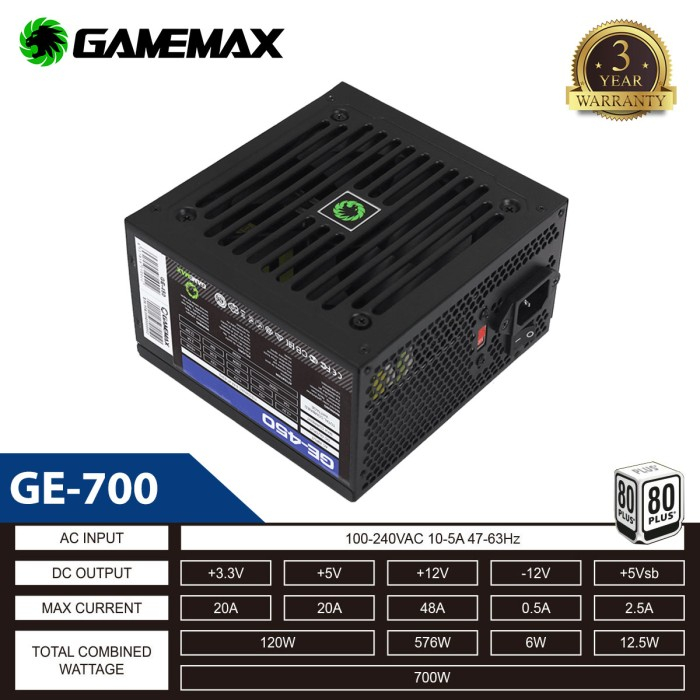 PSU Gamemax GE-700 80Plus Value Gaming - PSU 700Watt GE 700