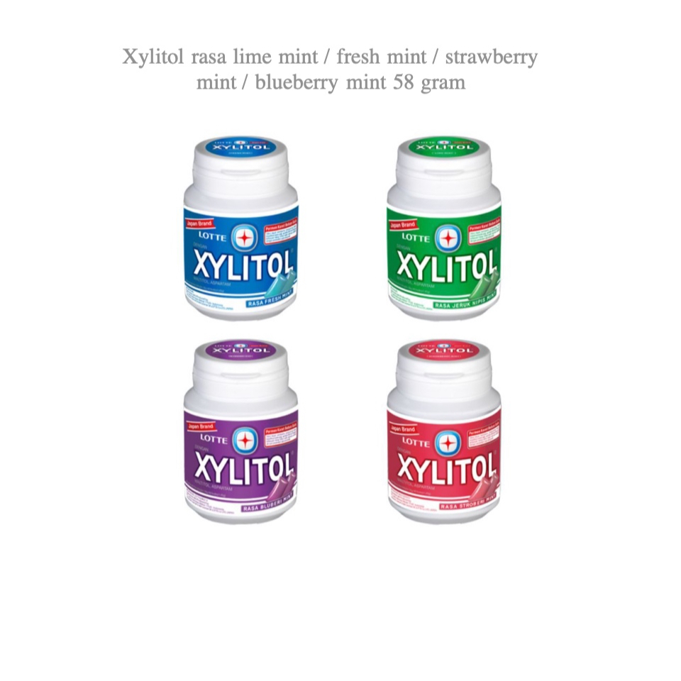 

Xylitol permen blueberry mint / fresh mint / lime mint / strawberry mint 58 gram