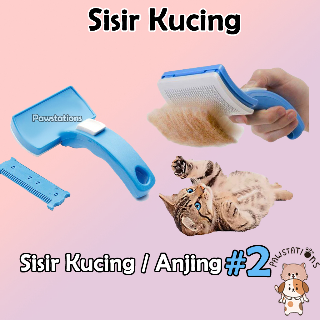 Sisir Kucing &amp; Anjing dengan Tombol Sisir Kelinci