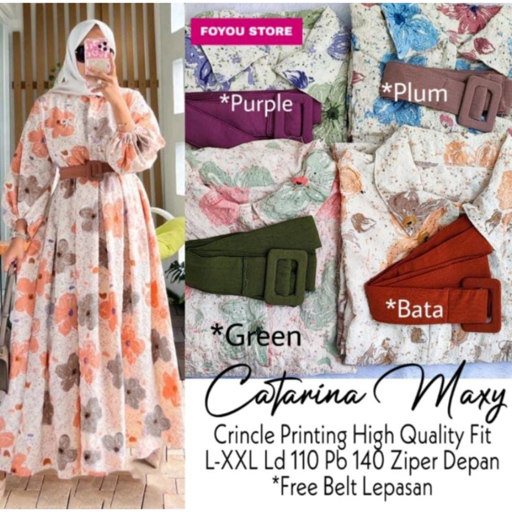 LANGSUNG KIRIM GAMIS CRINGKLE AIRFLO PRINT MOTIF BUNGA CANTIK SUPER JUMBO LD 130 BB SMPAI 120 KG BUSUI FREE SABUK