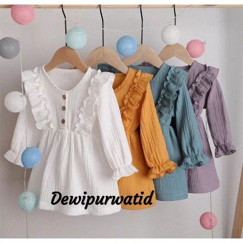 tunik anak perempuan viral import crinkle ruffle kids/tunik anak terlaris/tunik anak KOREAN STYLE/tu