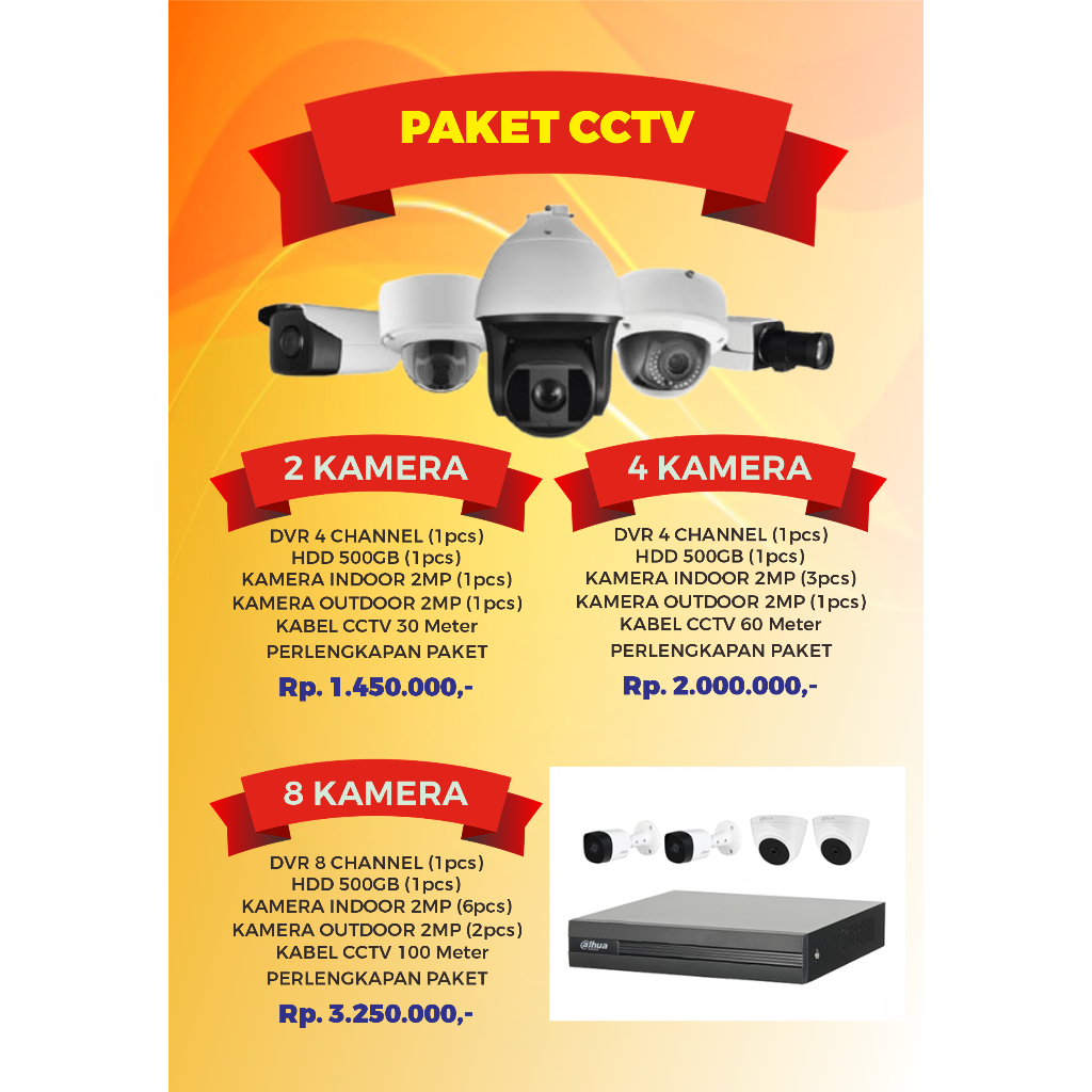 CCTV HD 2MP 1080p PAKET KOMPLIT Online HP