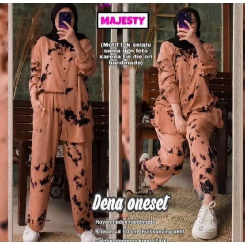 [BISA COD] setelan tiedye abtrak lengan panjang/one set tie dye grey lengan panjang full kancing/set polkadot full kancing/stln tiedye warna sof lengan panjang full kancing