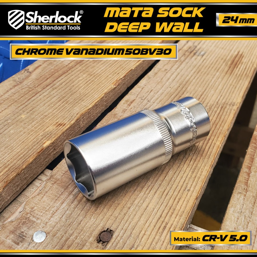 Mata Kunci Shock Impact Panjang 1/2 Drive 6 PT/ Deep Wall Mata Sok Socket Bits Sherlock