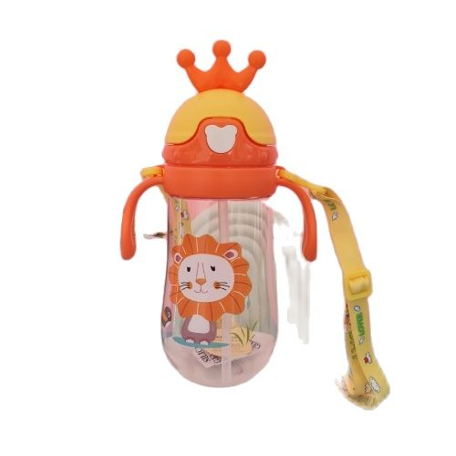 Botol Minum Anak Botol Minum Gagang Mahkota Dengan Tali Panjang &amp; Sedotan Kapasitas 450ml BPA free