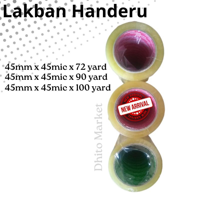 

Lakban Bening HANDERU 45mm x 45mic x 72 Yard 90 Yard 100 Yard / HANDERU Tape