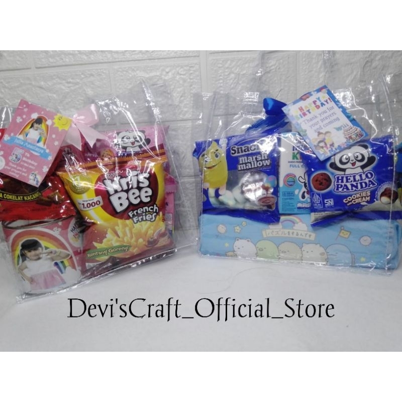 

(Tanpa minimal pembelian) Snack dan sovenir ulang tahun tas mika