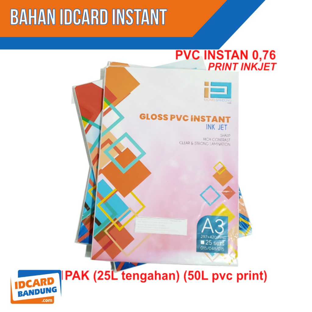 

bahan id card instan ukuran A3 print inkjet dan laser, idcard instan print dan laser a3