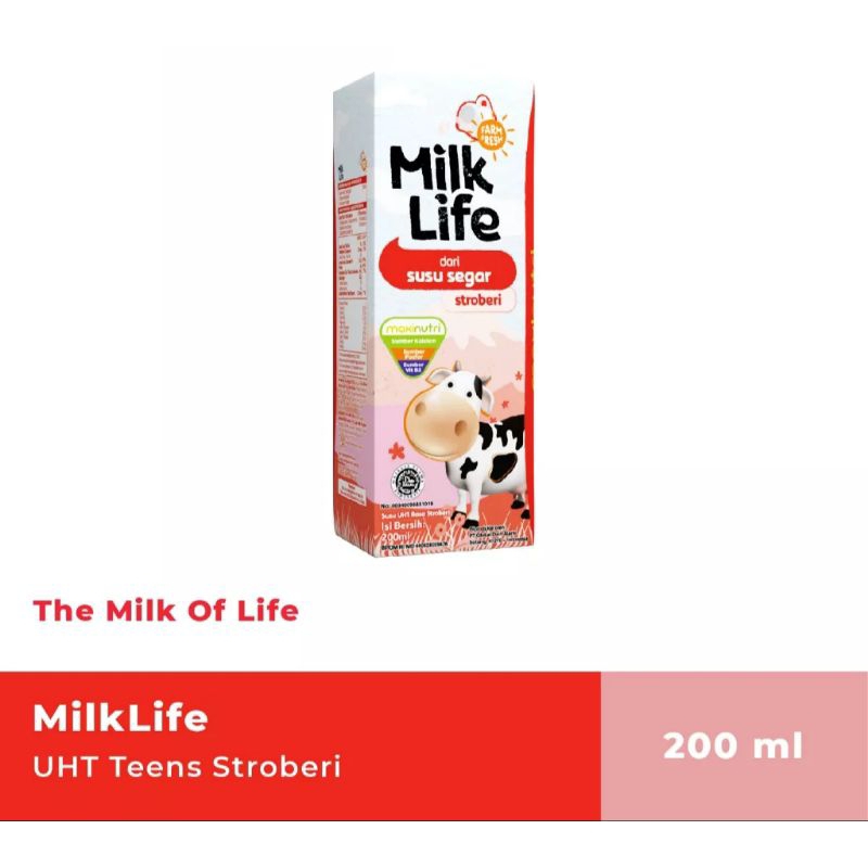 

12 - Susu Milk Life UHT Teens Stawberry Milk - rasa stoberi 200ml