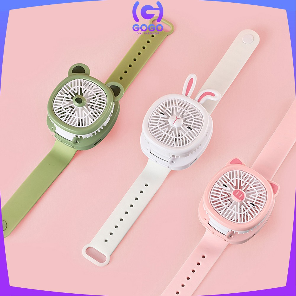 GOGO-C875 Kipas Jam Tangan Mini Portable USB Rechargeable / Kipas Angin Karakter Animal Model Jam Tangan Strap / Kipas Kecil Lucu / Wirst Watch Fan Import