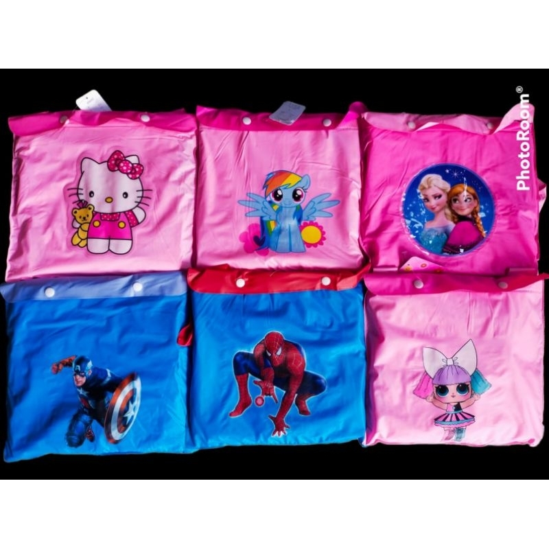 Jas Hujan Anak TERUSAN KARAKTER Lucu Backpack Tas - Mantel Mantol Anak Laki-Laki &amp; Perempuan