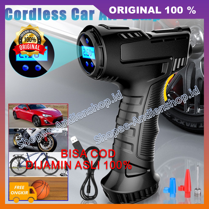 Pompa Elektrik Portable Pompa Ban Mobil Truk Motor Elektrik Cek Tekanan Angin Digital 100% ASLI