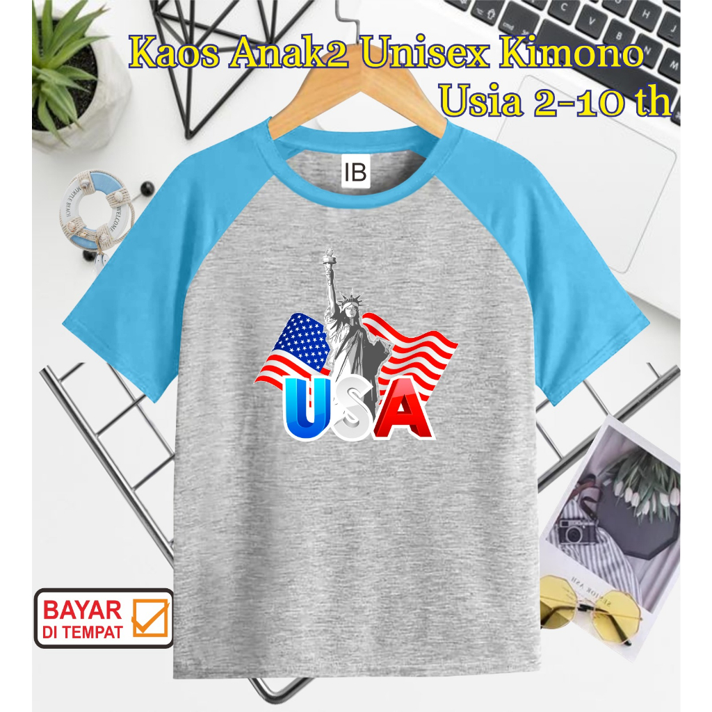 ((IB))KAOS ANAK2 UNISEX KIMONO/USA DIGITAL SABLON