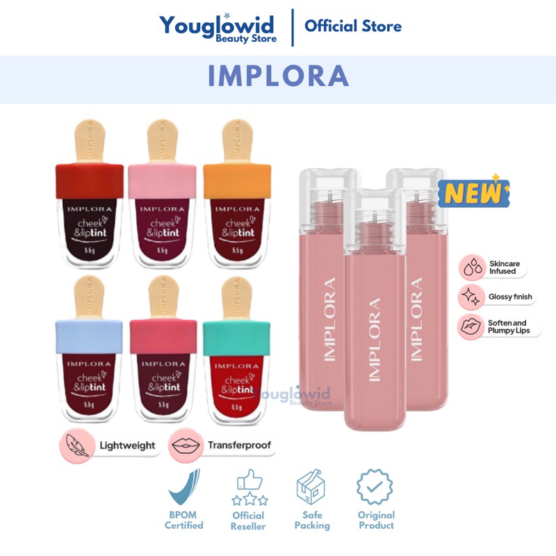 【Official Outlet】IMPLORA Jelly Lip Tint Check And Liptint Pewarna Pelembab Bibir Ringan Tahan Lama Merawat Mencerahkan Bibir Hitam Viral BPOM