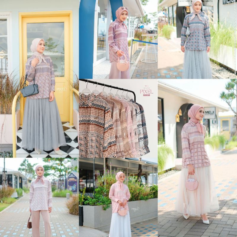 Mylady PIXEL SHIRT PART 2 | BLOUSE KEMEJA WANITA KATUN PRINTING MONOGRAM MY LADY