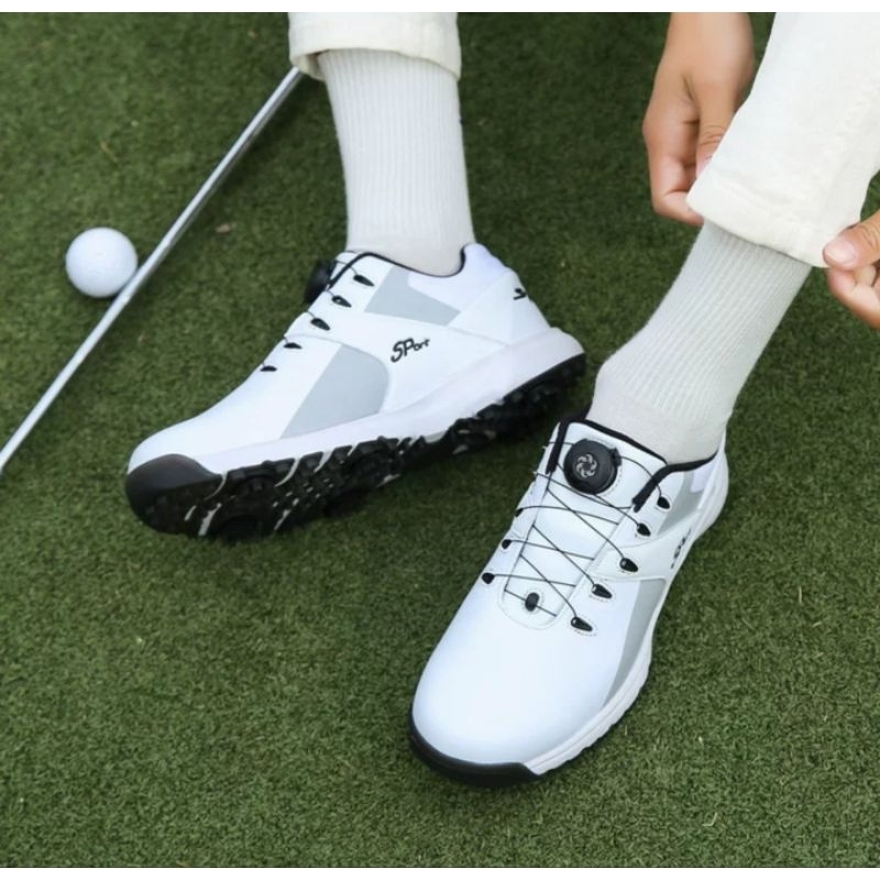 Sepatu Golf Tali Knob BOA Golf Shoes White 8005