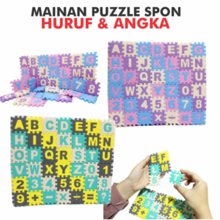 Mainan Edukasi Puzzle Anak Bahan Spons Angka dan Huruf Mainan Alfabet SNI - Belajar Huruf ABC Mini