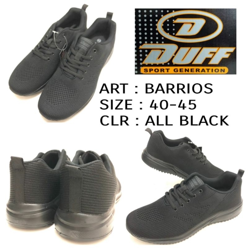 SEPATU SEKOLAH SNEAKERS ORIGINAL BY DUFF BARRIOS SIZE 39-45 ALL BLACK