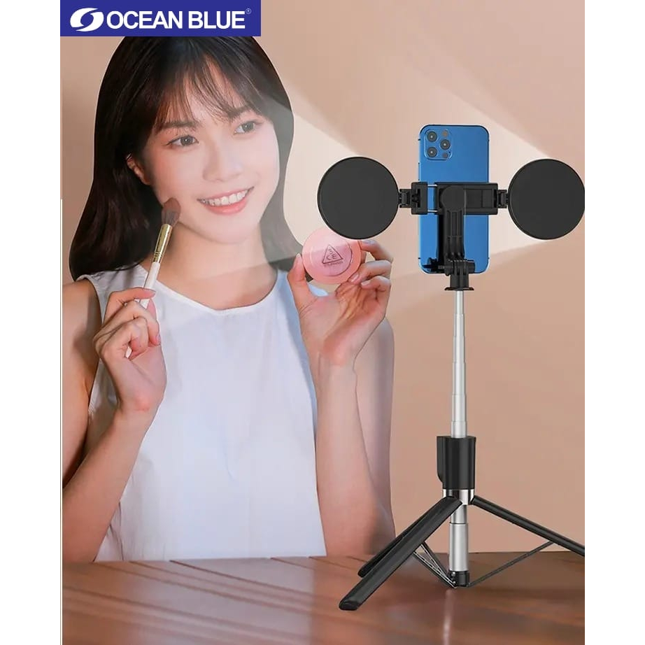 Ocean Blue OCN R17D Tripod Tongsis Remote Bluetooth Selfie Stick Lampu LED Flash 360° Tongsis Tripod Ringlight Portable 360 Derajat