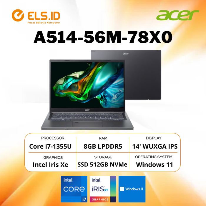 Acer Aspire 5 A514-56M i7 1355U 8GB SSD 512GB 14' W11+OHS