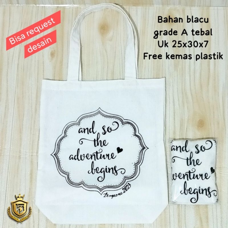 TOTEBAG BLACU SOUVENIR PERNIKAHAN CUSTOM DESAIN